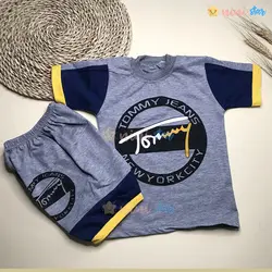 تی شرت شلوارک پسرانه tommy خاکستری تیره
