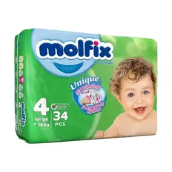 پوشک مولفیکس Molfix سايز 4 بسته 34 عددي