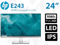 مانیتور استوک HP E243 سایز 24 اینچ فریم لس FHD W-LED IPS HDMI sRGB 94% 5ms