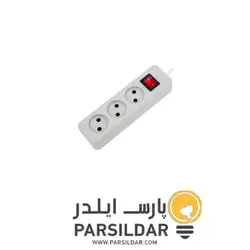 سه خانه مغزي پلي اميد بدون ارت کليد دار باکابل 1/8 متر مدل شهاب پارت الکتریک - پارس ایلدر