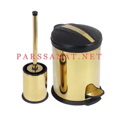 سطل و برس دستشویی طلایی 3 لیتری مدل circule