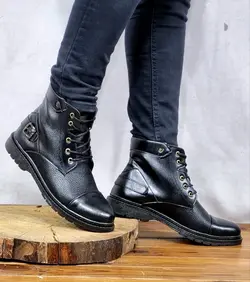 آفر محشر این هفته کفش نیم بوت ساقدار مردانه پسرانه ی مدل ساده بندی بغل سگکی