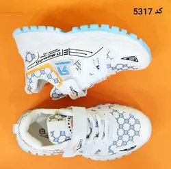 حراج ویژه این هفته در ترب کفش کتونی اسپرت بچگانه پسرانه مدل سورن سفید آبی شیک و زیبا