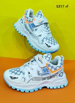 حراج ویژه این هفته در ترب کفش کتونی اسپرت بچگانه پسرانه مدل سورن سفید آبی شیک و زیبا