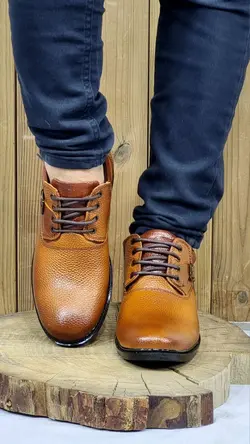 فروش ویژه این هفته کفش مجلسی مردانه طبی باچرم طبیعی تبریز بندی سگکی عسلی