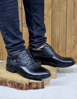 فروش ویژه این هفته کفش مجلسی مردانه طبی باچرم طبیعی تبریز منحصر به فرد بندی سگکی مشکی