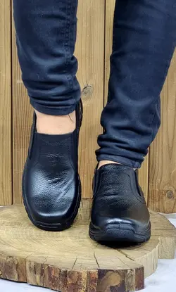 فروش ویژه این هفته کفش مجلسی مردانه طبی با چرم طبیعی تبریز مشکی تمام زیره طبی