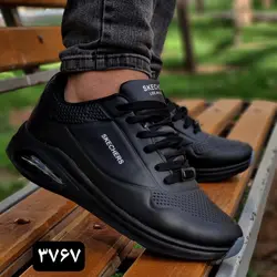 فروش فوق العاده کفش کتونی اسپرت مردانه پسرانه مدل اسکیچرز نرم و راحت مشکی3767