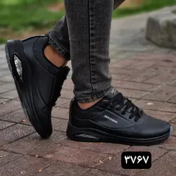 فروش فوق العاده کفش کتونی اسپرت مردانه پسرانه مدل اسکیچرز نرم و راحت مشکی3767