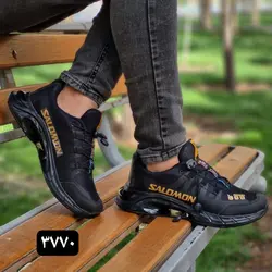 حراج ویژه کفش کتونی اسپرت مردانه مدل سالامون زیره تونلی کیفیت فوق العاده بالامشکی نارنجی3770