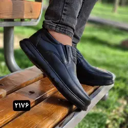 تخفیف فوق العاده کفش اداری مجلسی طبی مردانه پسرانه مدل اکو بدون بند زیره نرم و با کیفیت مشکی 2176