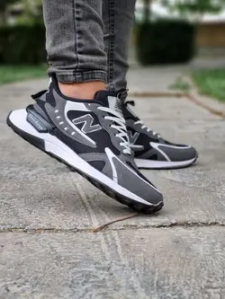 فروش ویژه کفش کتونی اسپرت مردانه مدل نیوبالانس فوق العاده جذاب و مدرن مشکی طوسی خط سفید