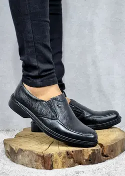 فروش فوق العاده کفش طبی مردانه چرم طبیعی تبریز مدل ساده برای اقایون شیک پسند مشکی