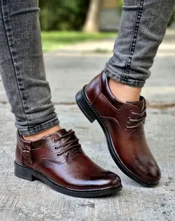 تخفیف فوق العاده ویژه کفش طبی مردانه چرم طبیعی تبریز مدل بندی مخصوص خاص پسندها قهوه ای