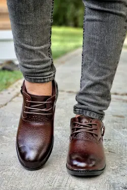 تخفیف فوق العاده ویژه کفش طبی مردانه چرم طبیعی تبریز مدل بندی مخصوص خاص پسندها قهوه ای