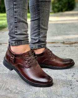 تخفیف فوق العاده ویژه کفش طبی مردانه چرم طبیعی تبریز مدل بندی مخصوص خاص پسندها قهوه ای