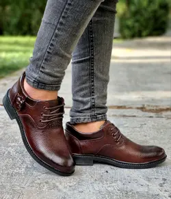 تخفیف فوق العاده ویژه کفش طبی مردانه چرم طبیعی تبریز مدل بندی مخصوص خاص پسندها قهوه ای