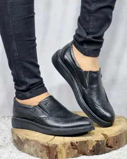 تخفیف ویژه  کفش طبی مردانه چرم طبیعی تبریز مدل هشت ترک خاص و بی نظیر مشکی