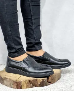 تخفیف ویژه  کفش طبی مردانه چرم طبیعی تبریز مدل هشت ترک خاص و بی نظیر مشکی