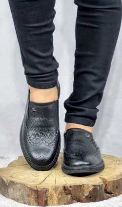 تخفیف ویژه  کفش طبی مردانه چرم طبیعی تبریز مدل هشت ترک خاص و بی نظیر مشکی