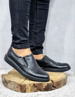 تخفیف ویژه  کفش طبی مردانه چرم طبیعی تبریز مدل هشت ترک خاص و بی نظیر مشکی