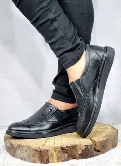 تخفیف ویژه  کفش طبی مردانه چرم طبیعی تبریز مدل هشت ترک خاص و بی نظیر مشکی