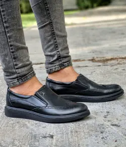 تخفیف فوق العاده کفش طبی مردانه چرم طبیعی تبریز مدل هشت ترک جذاب و پرفروش مشکی