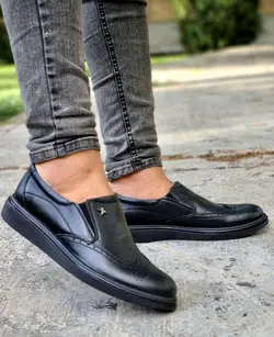 تخفیف فوق العاده کفش طبی مردانه چرم طبیعی تبریز مدل هشت ترک جذاب و پرفروش مشکی