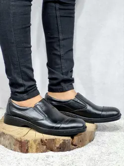 تخفیف ویژه کفش طبی مردانه چرم تبریز مدل تک خطی فوق العاده عالی مشکی