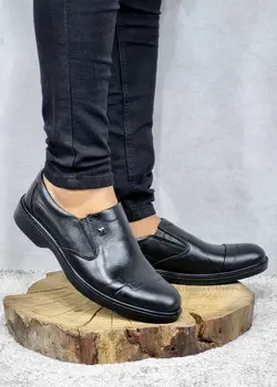 تخفیف ویژه کفش طبی مردانه چرم تبریز مدل تک خطی فوق العاده عالی مشکی