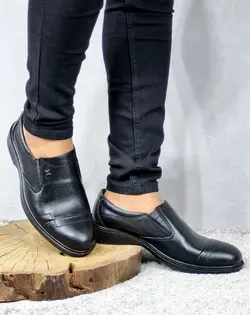 تخفیف ویژه کفش طبی مردانه چرم تبریز مدل تک خطی فوق العاده عالی مشکی