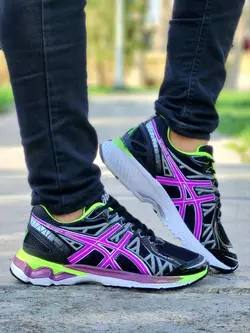 فروش فوق العاده کفش کتونی اسپرت مردانه پسرانه جدیدترین مدل اسیکس مشابه نمونه های خارجی مشکی صورتی (کپی)