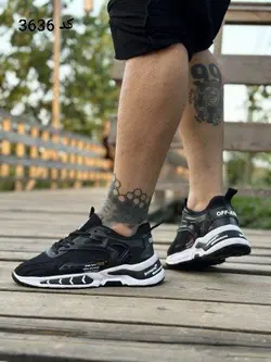 فروش ویژه کفش کتونی اسپرت A700 مردانه و پسرانه 008 مخصوص اقایون شیک پوش مشکی زیره سفید 3636