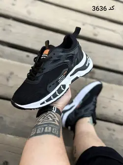 فروش ویژه کفش کتونی اسپرت A700 مردانه و پسرانه 008 مخصوص اقایون شیک پوش مشکی زیره سفید 3636