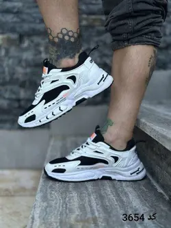 حراج ویژه کفش کتونی اسپرت A700 مردانه و پسرانه 008 فوق العاده نرم و راحت مشکی سفید 3654