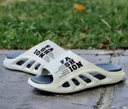 حراج استثنایی دمپایی مردانه و پسرانه خاص و جدید رنگ کرمی زیره طوسی