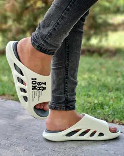 حراج استثنایی دمپایی مردانه و پسرانه خاص و جدید رنگ کرمی زیره طوسی