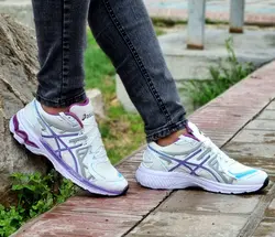 حراج ویژه کفش کتونی اسپرت مردانه پسرانه مدل اسیکس فوق العاده جذاب سفید بنفش