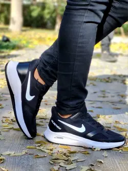 حراج ویژه کفش کتونی اسپرت مردانه وپسرانه مدل نایک اسپیسر فوق العاده سبک و راحت رنگ مشکی سفید