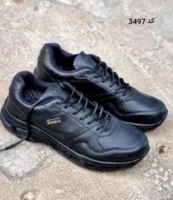 فروش ویژه کفش کتونی اسپرت مردانه مدل اکو چرمی زیره پیو رنگ مشکی تمام شیک و راحت