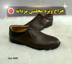 کفش اداری مجلسی مردانه مدل رویه ساده دورنگ