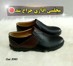 کفش اداری مجلسی مردانه مدل رویه ساده دورنگ