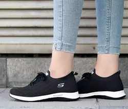 کفش اسپرت زنانه و دخترانه مدل اسکیچرز بندی جورابی مشکی