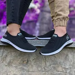 کفش اسپرت زنانه و دخترانه مدل اسکیچرز بندی جورابی مشکی