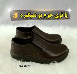 کفش اداری طبی مردانه مدل چرم طبیعی قهوه ای