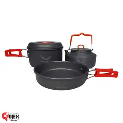 ست ظروف کوهنوردی دو نفره درب فلزی اسنوهاوک مدل C11-D55A