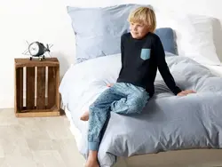 ست بلوز و شلوار آبی طرح فضانورد