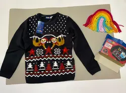 پلیور بافت چراغدار طرح کریسمسی