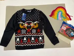 پلیور بافت چراغدار طرح کریسمسی