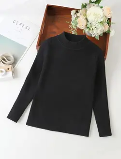 بلوز بافت کبریتی یقه ۳سانتی مشکی